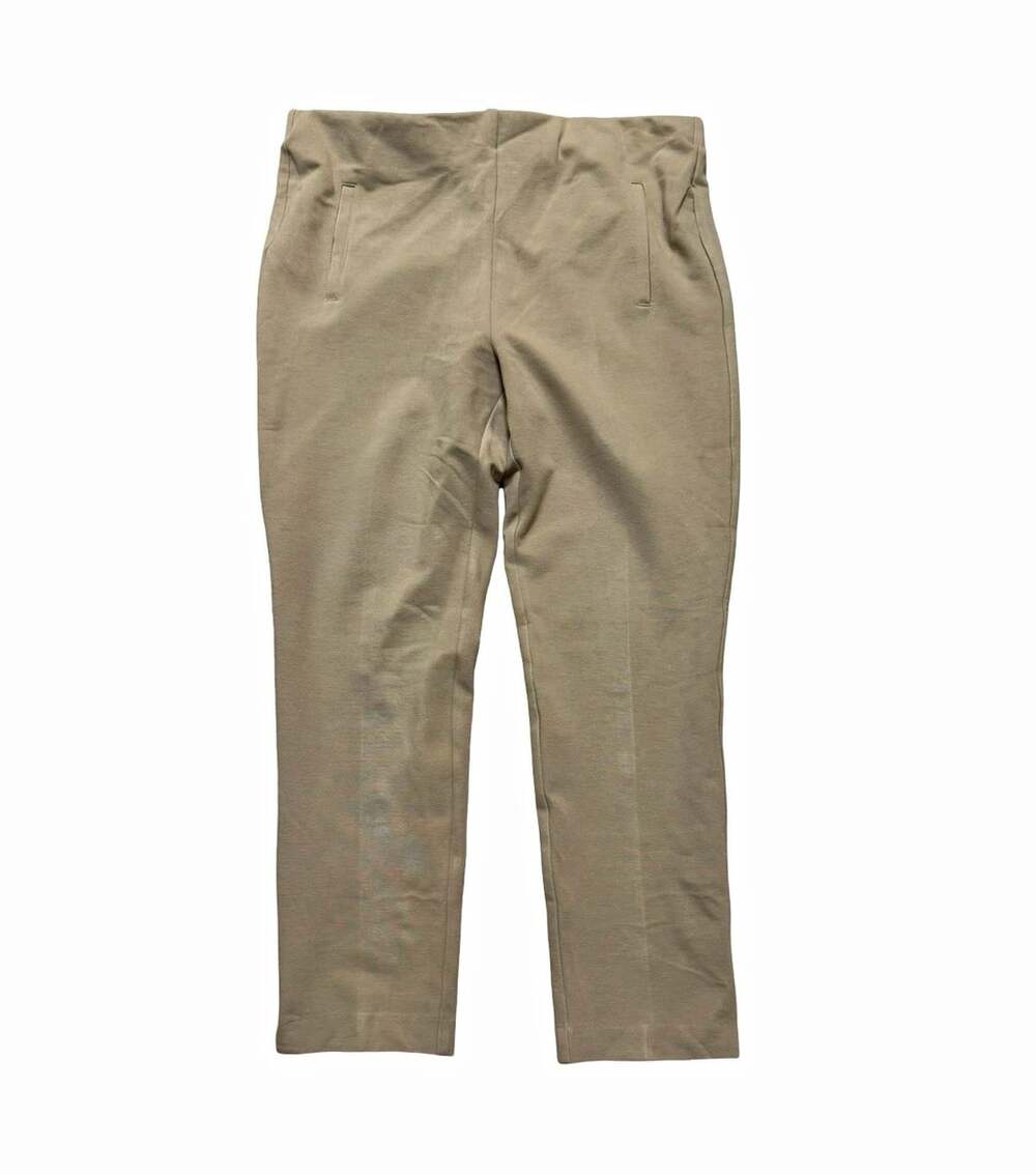 Chico's Beige Solid Dress Pants Flat Front Regular Rayon Nylon Spandex